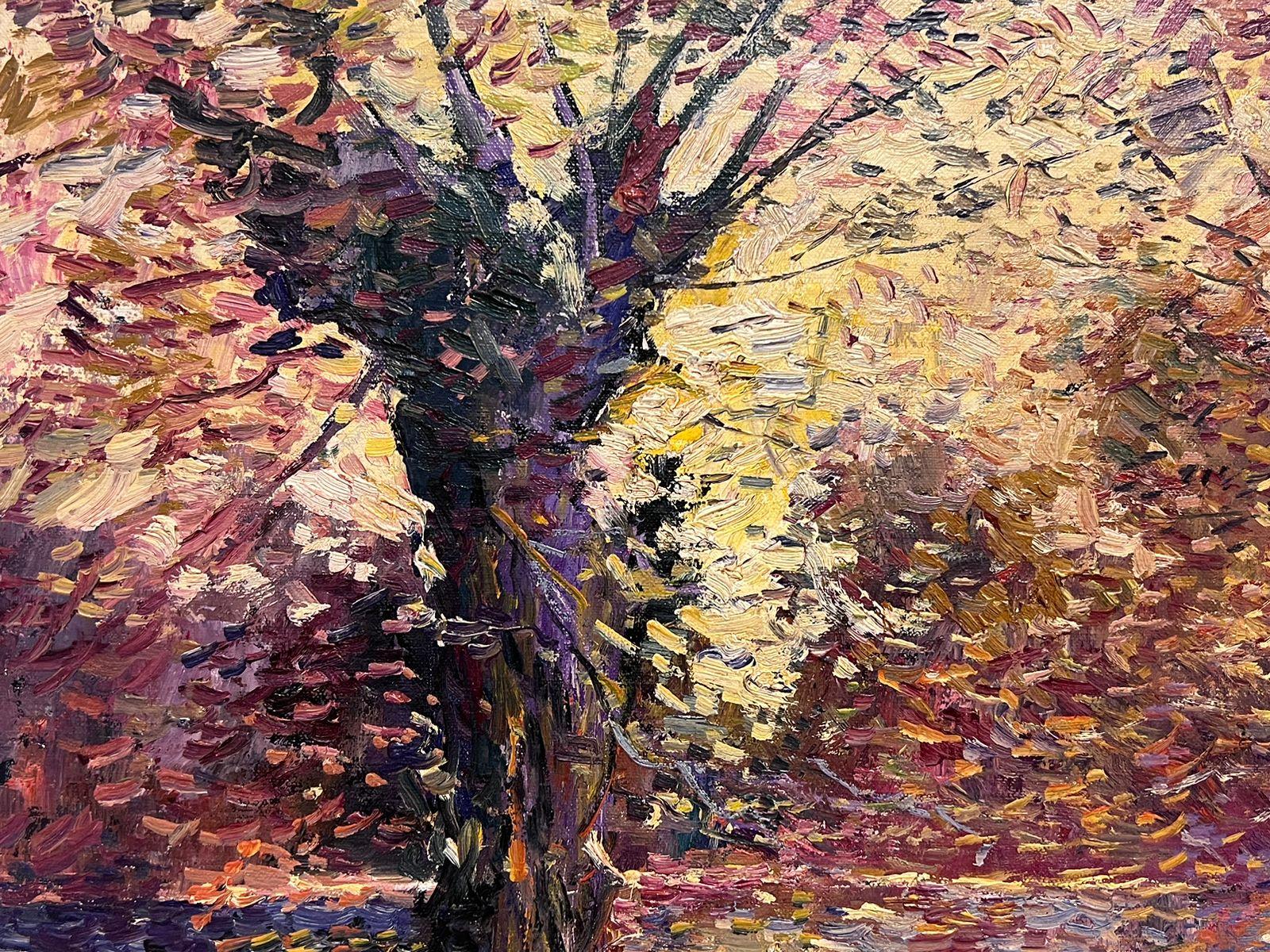 Peinture à l'huile impressionniste française « Lady Seated by Autumnal Lake » signée - Impressionnisme Painting par Paul Flaubert