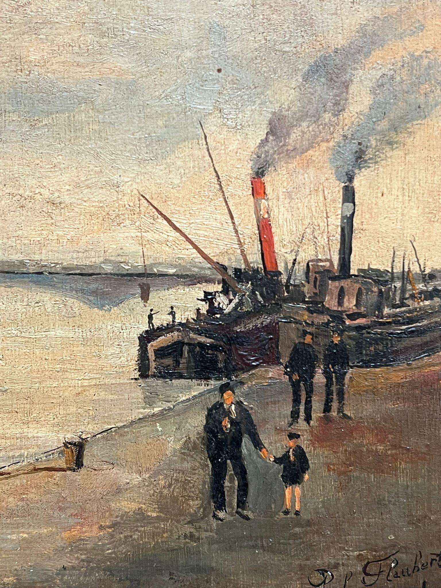 Ansicht der Flussfrontsszene mit Dampfschiffen aus dem frühen Rouen, Frankreich, 20. Jahrhundert im Angebot 2