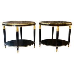 Paul Follot Pair of Black Lacquer and Gilded side Tables