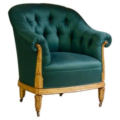 Paul Follot Pair of Gilt Sculpted Club Chairs