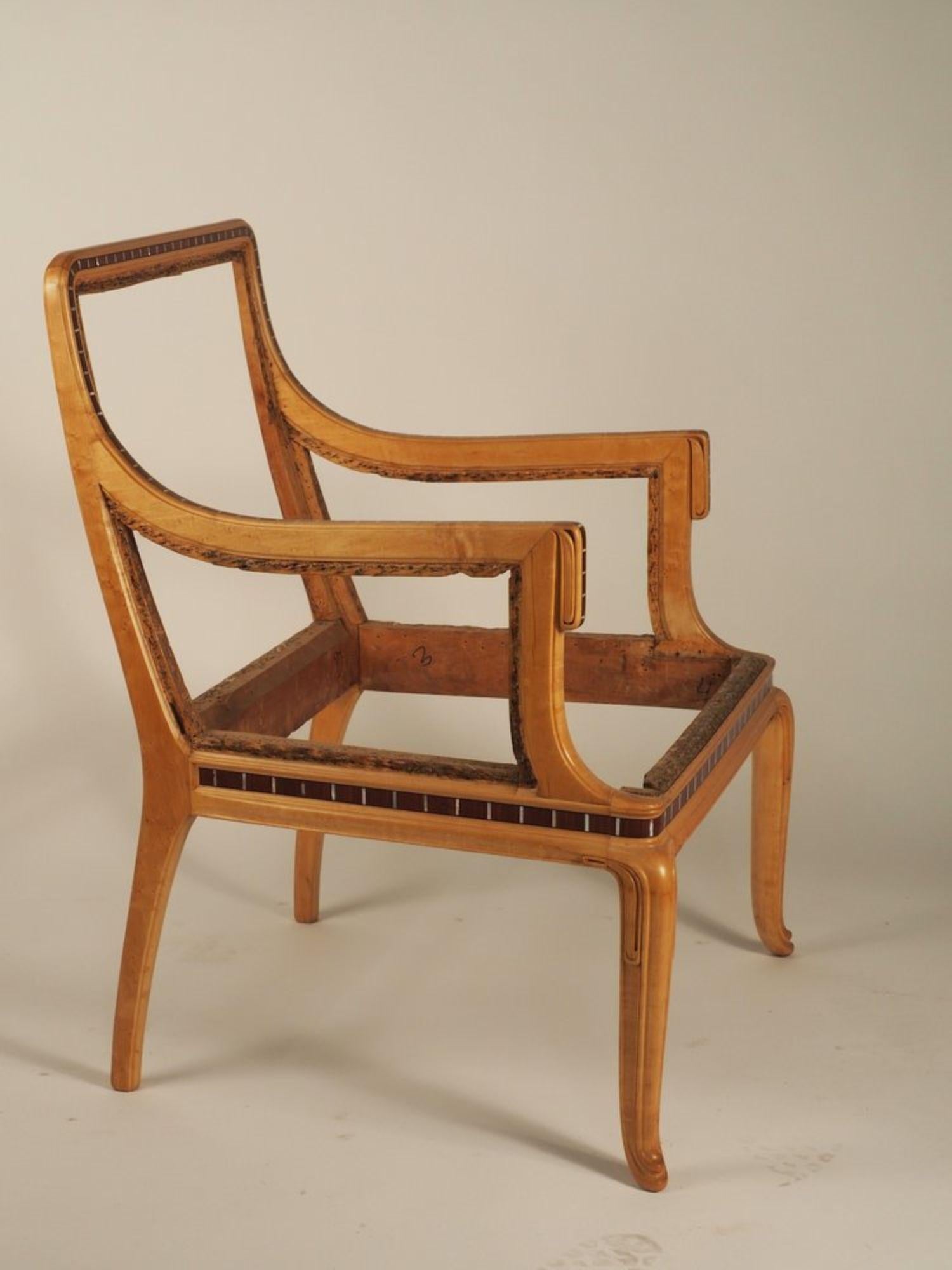 Early 20th Century Paul Follot Pair of Inlaid Armchairs For Sale