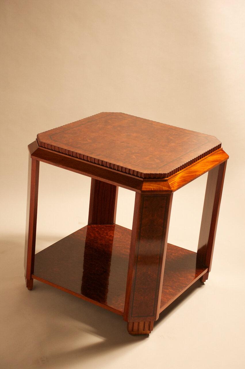 Inlay Paul Follot modernist side table  For Sale