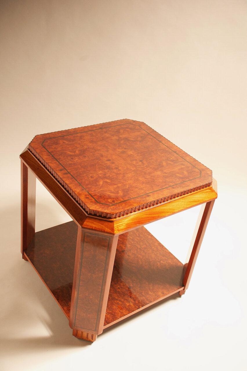 Inlay Paul Follot modernist side table  For Sale
