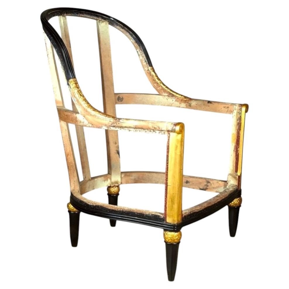 Paul Follot single large-scale armchair, early 1920s, ebonized wood. For Sale