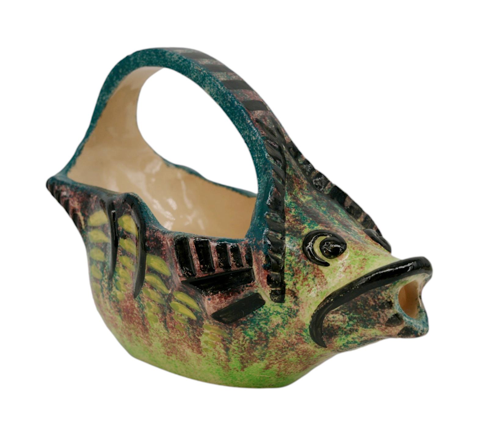 Paul FOUILLEN Vajilla de cerámica francesa de pescado, años 50 en venta 5