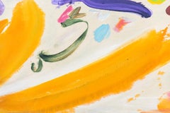 Gulf Coast Wind - wide, bright, yellow, blue, green abstract acrylic on canvas