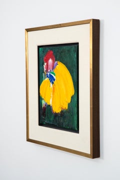 In the Parrots' Garden - Yellow Form - Abstract Acrylic Painting on Canvas