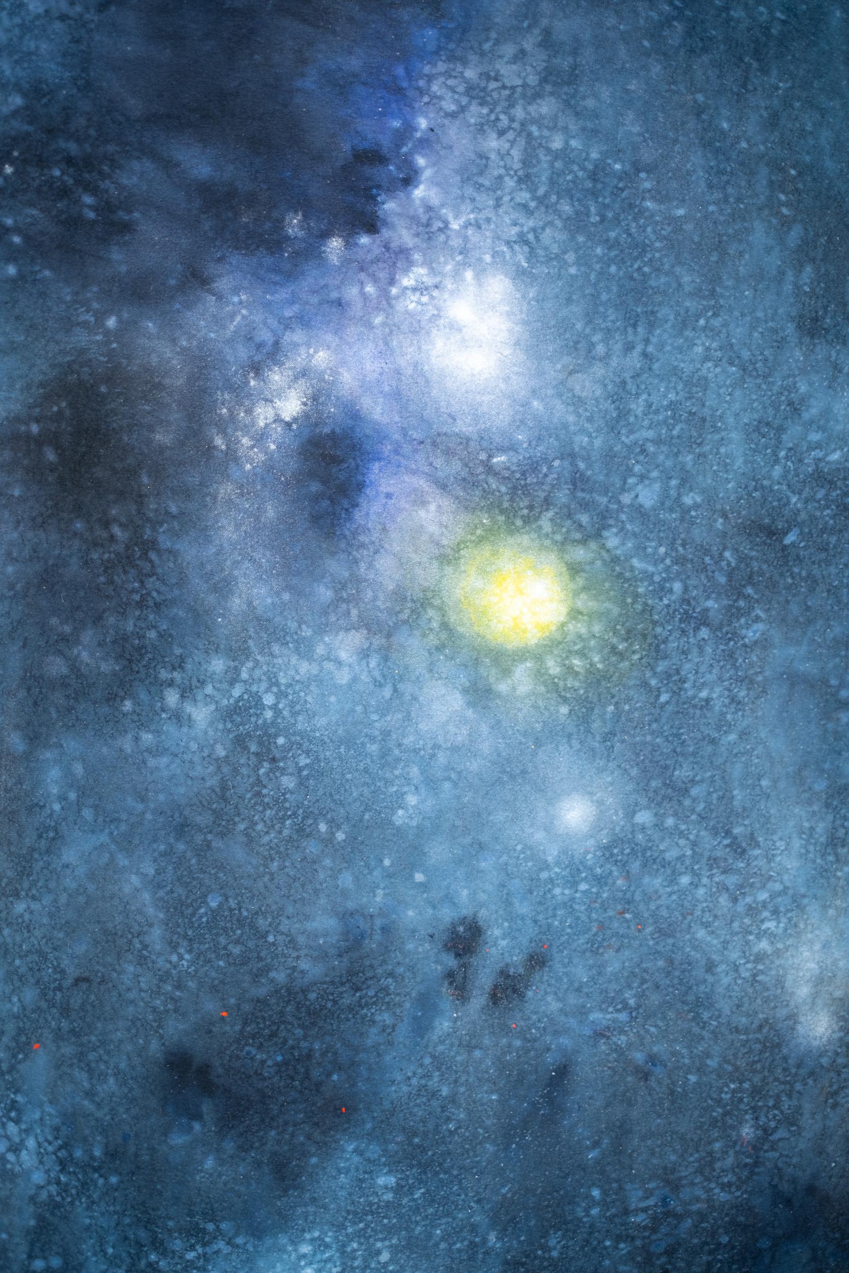 Questo quadro astratto contemporaneo di Paul Fournier cattura il cielo notturno.

Con una carriera di oltre sessant'anni, Paul Fournier si è affermato come uno degli artisti astratti più significativi del Canada. La sua forma espressiva lirica è