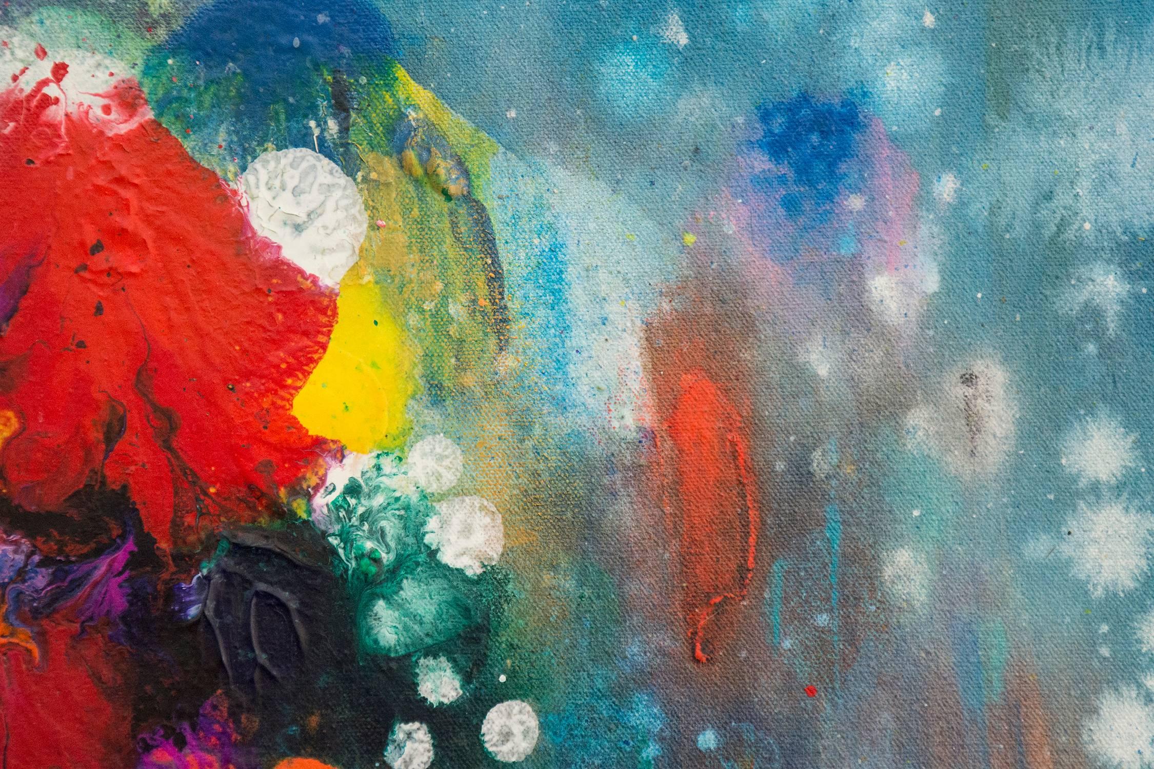 Presenza nell'Azzurro - luminoso, audace, blu, rosso, bianco, astratto, acrilico su tela in vendita 4