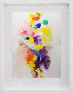 Wet Tower - bright, colourful, yellow, orange, purple, blue, acrylic on canvas