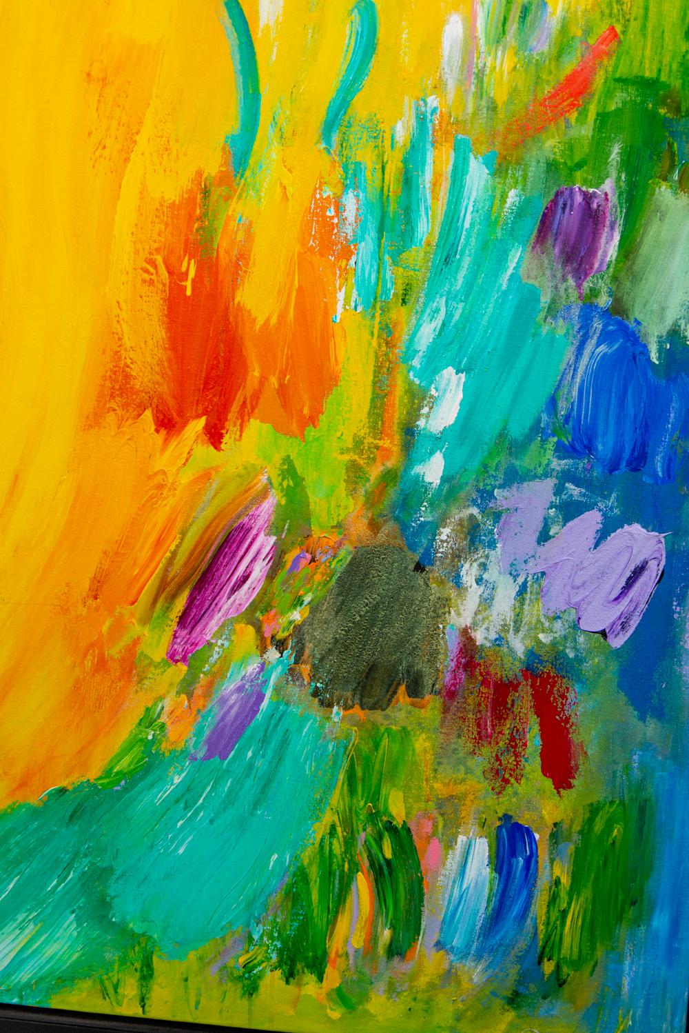 Tropic Noon - large, bright, colorful, abstract expressionist, acrylic on canvas - Abstract Expressionist Painting by Paul Fournier