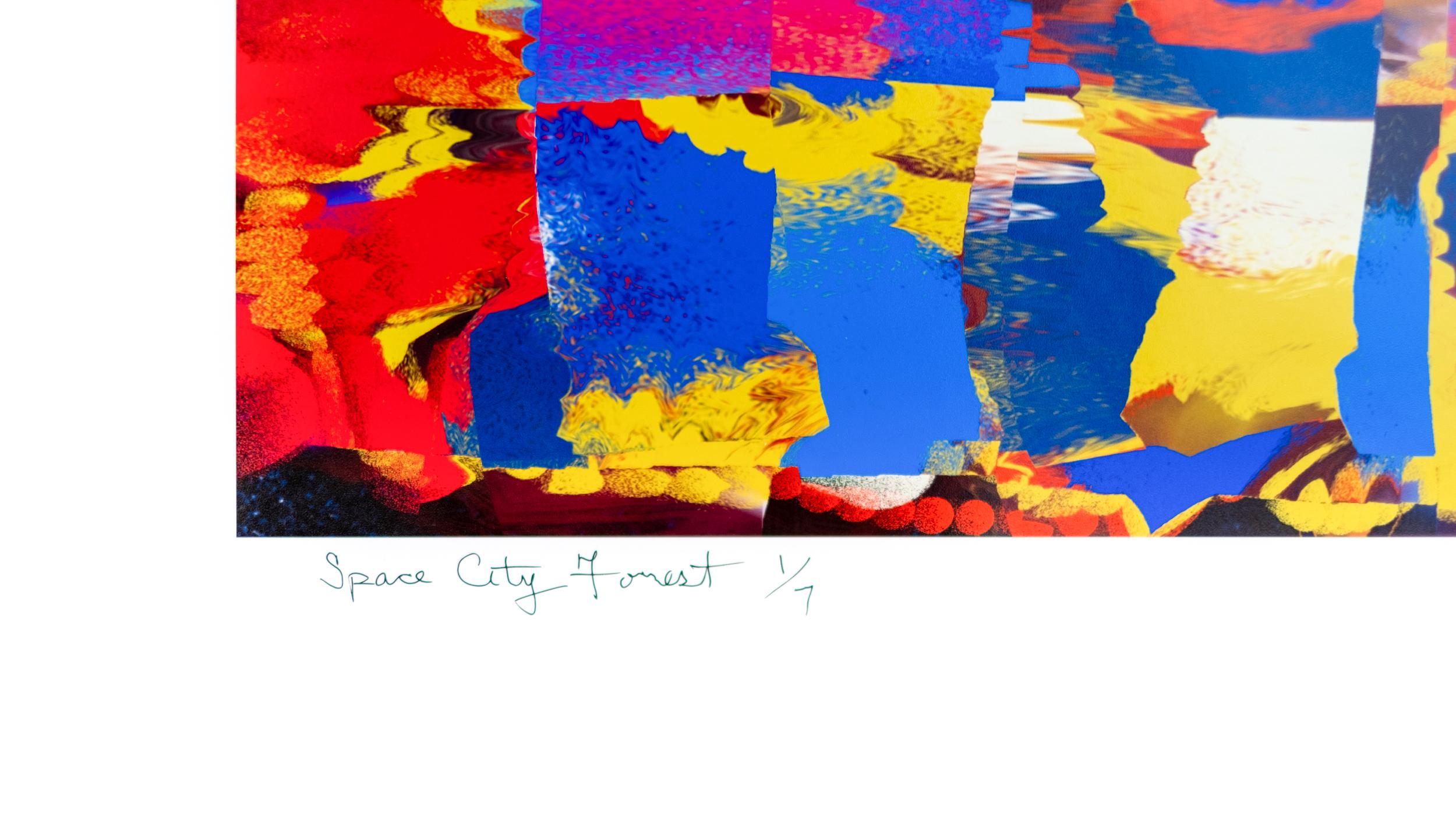 A Space City Forest 1/7 - stampa digitale contemporanea, astratta e collage - Print di Paul Fournier
