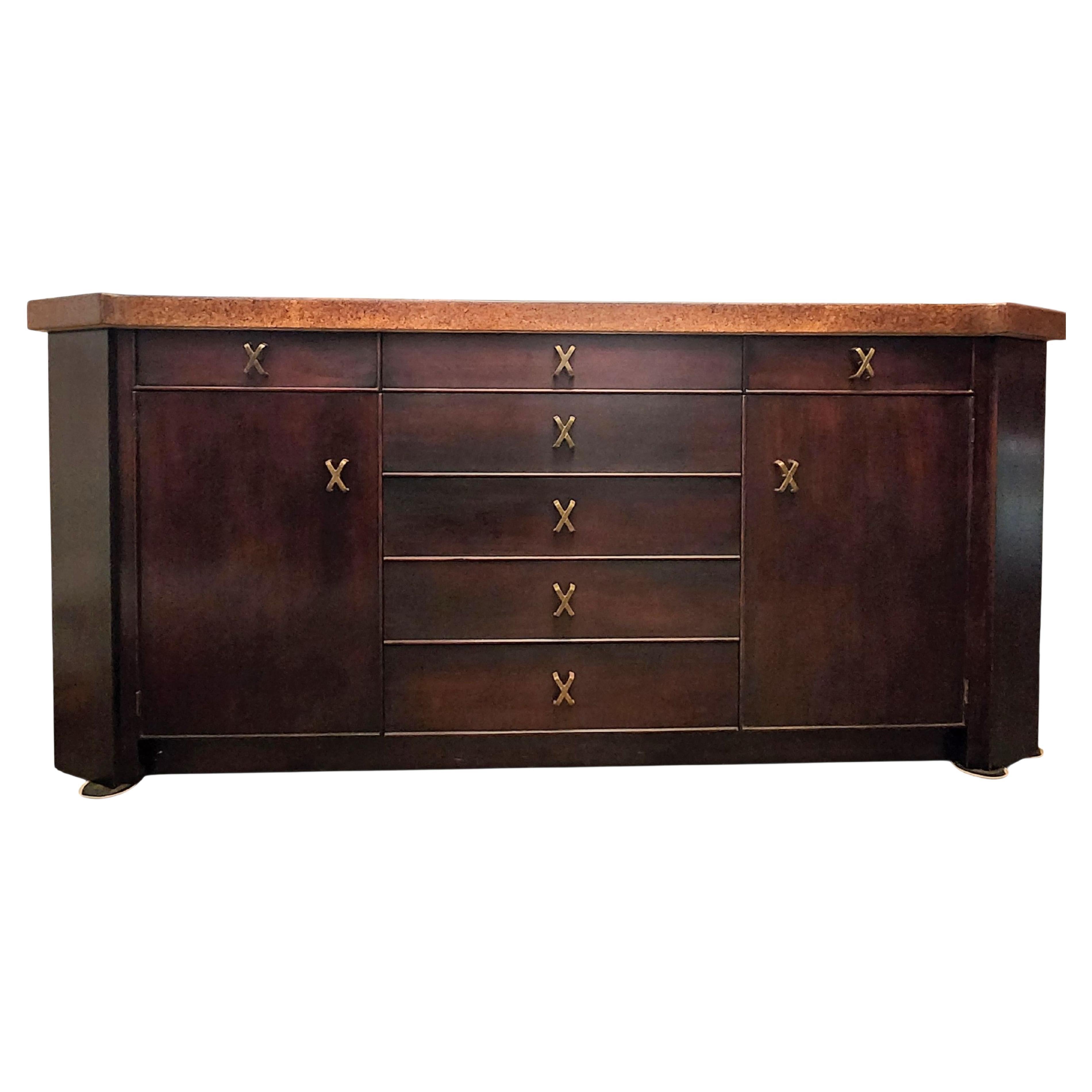 Paul Frankel 72" Cork Top Sideboard by Johnson Furniture Co. 1950s