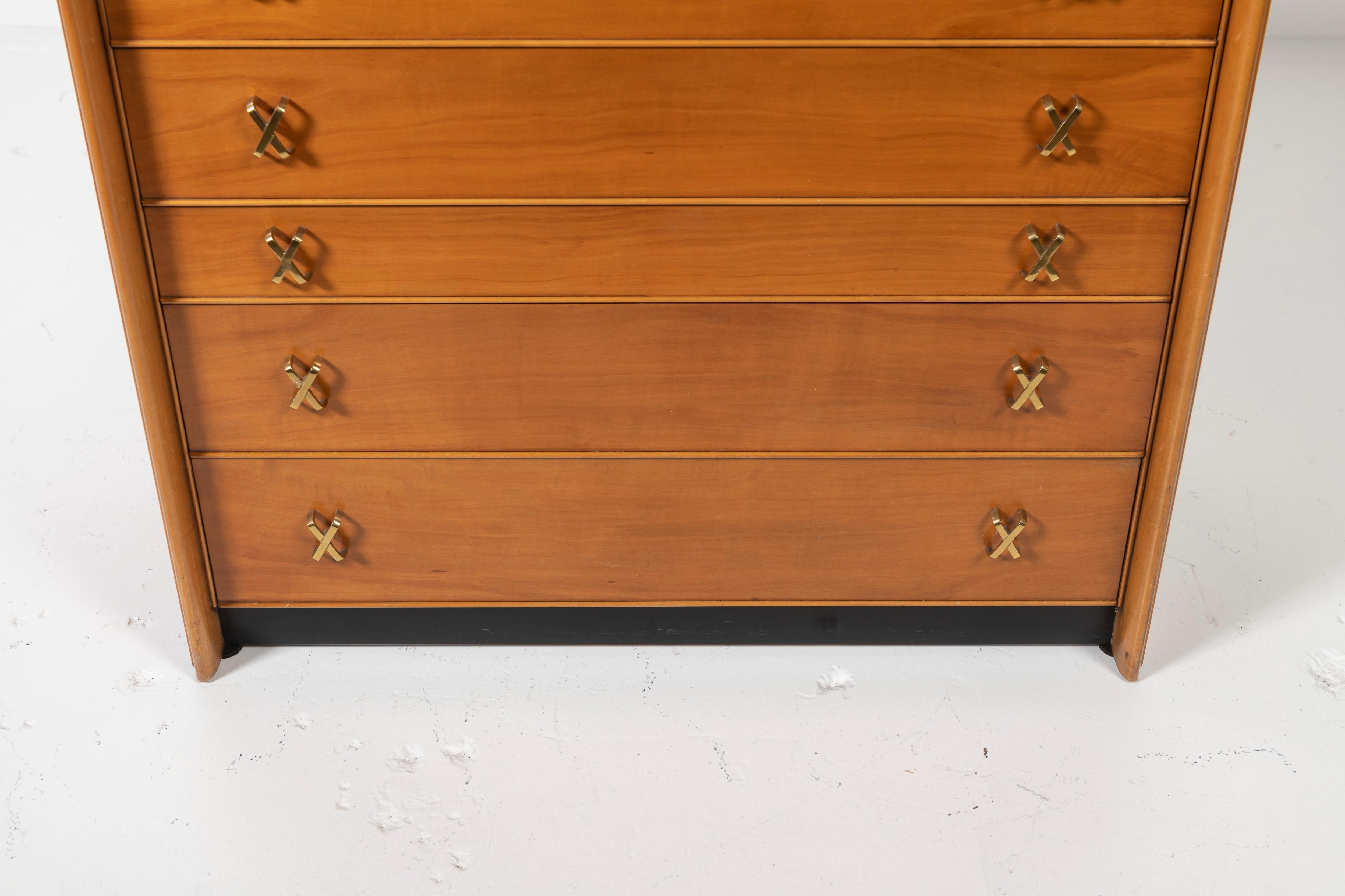 Mid-Century Modern Paul Frankel for Johnson Furniture Company High Chest of Drawers with x Hardware