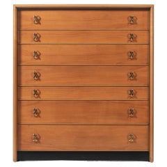 Paul Frankel for Johnson Furniture Company High Chest of Drawers with x Hardware