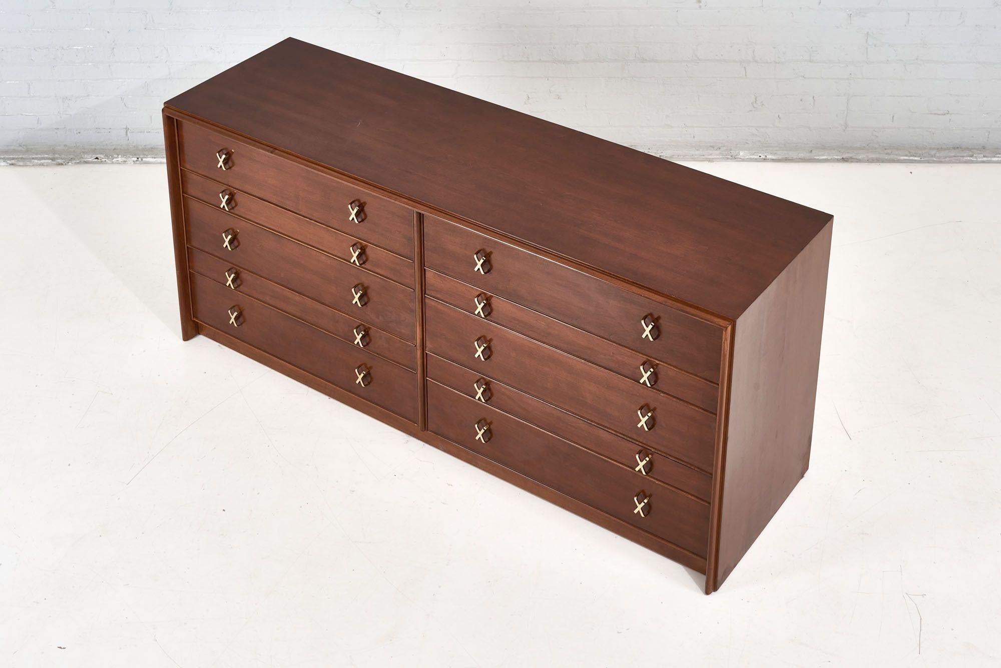 Paul Frankl 10 Drawer X Brass Pulls Dresser for Johnson Furniture, 1960 2