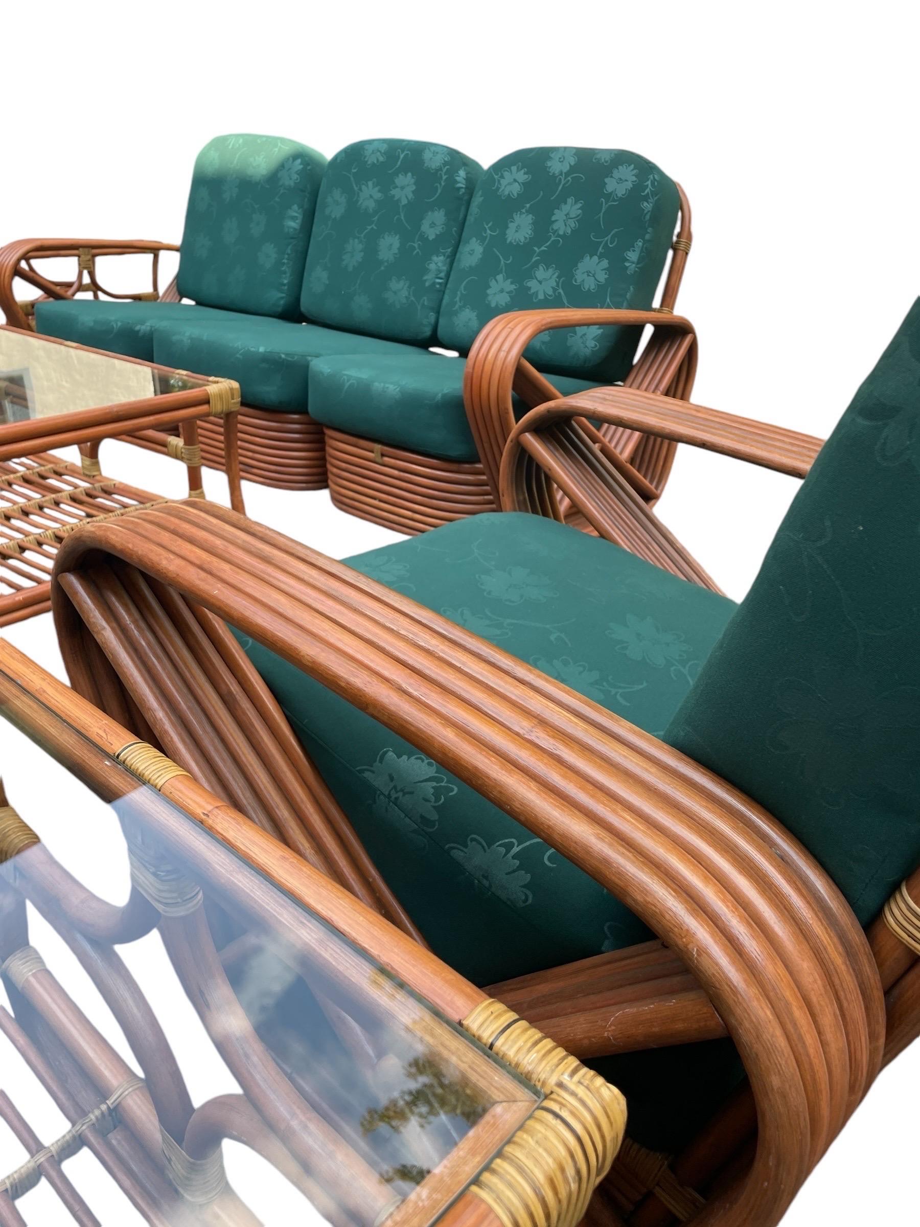 Mid-Century Modern Paul Frankl 5 Strand Pretzel Patio Furniture Set for Porch Pretzel Furniture For Sale