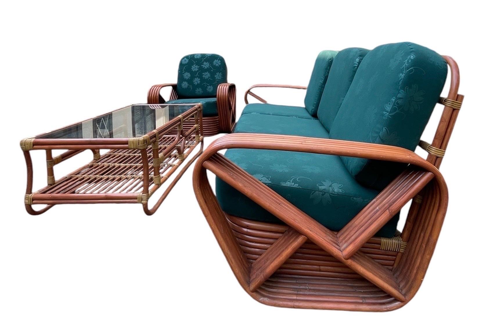 American Paul Frankl 5 Strand Pretzel Patio Furniture Set for Porch Pretzel Furniture For Sale