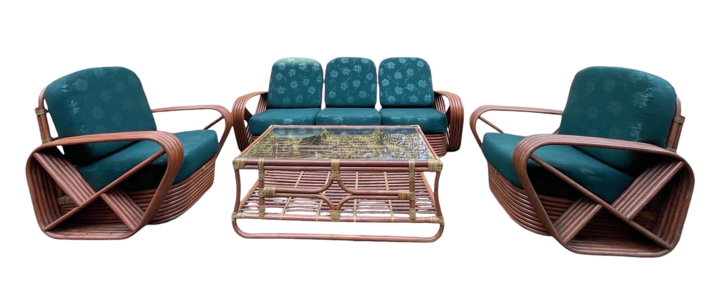 Paul Frankl 5 Strand Pretzel Patio Furniture Set for Porch Pretzel Furniture In Good Condition For Sale In Rochester, NY