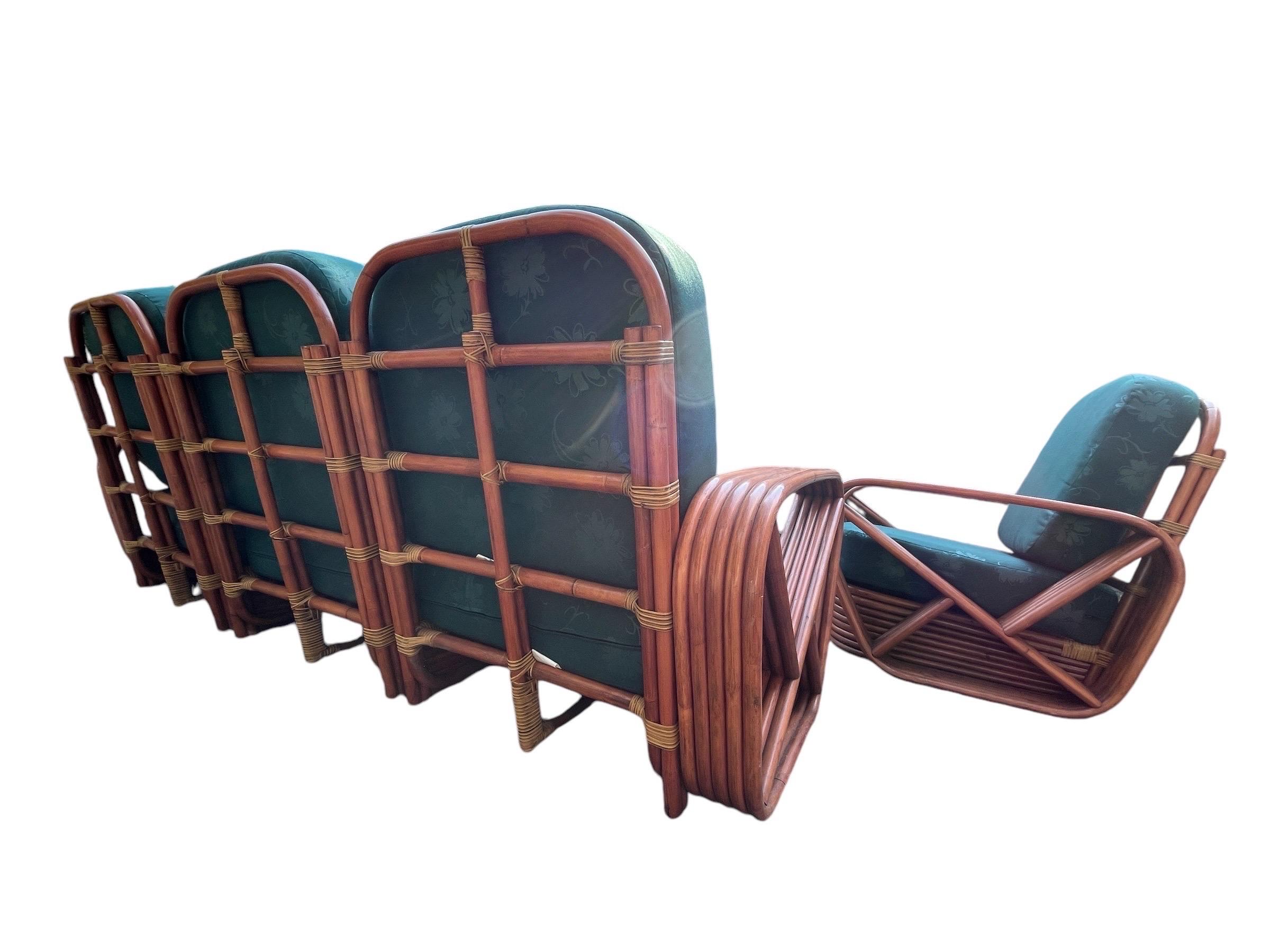 20th Century Paul Frankl 5 Strand Pretzel Patio Furniture Set for Porch Pretzel Furniture For Sale