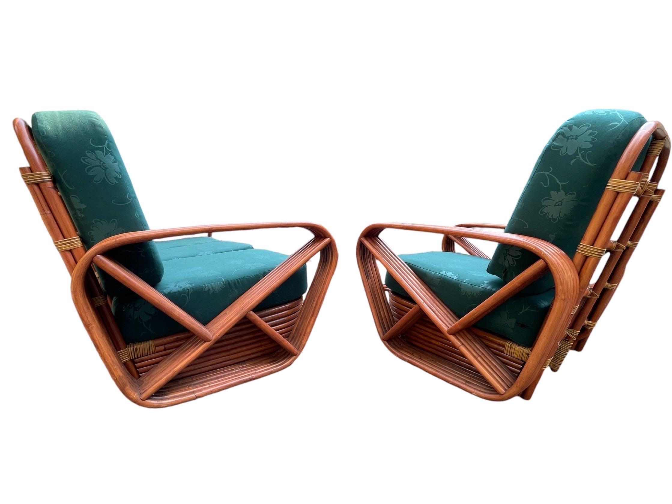 Bamboo Paul Frankl 5 Strand Pretzel Patio Furniture Set for Porch Pretzel Furniture For Sale