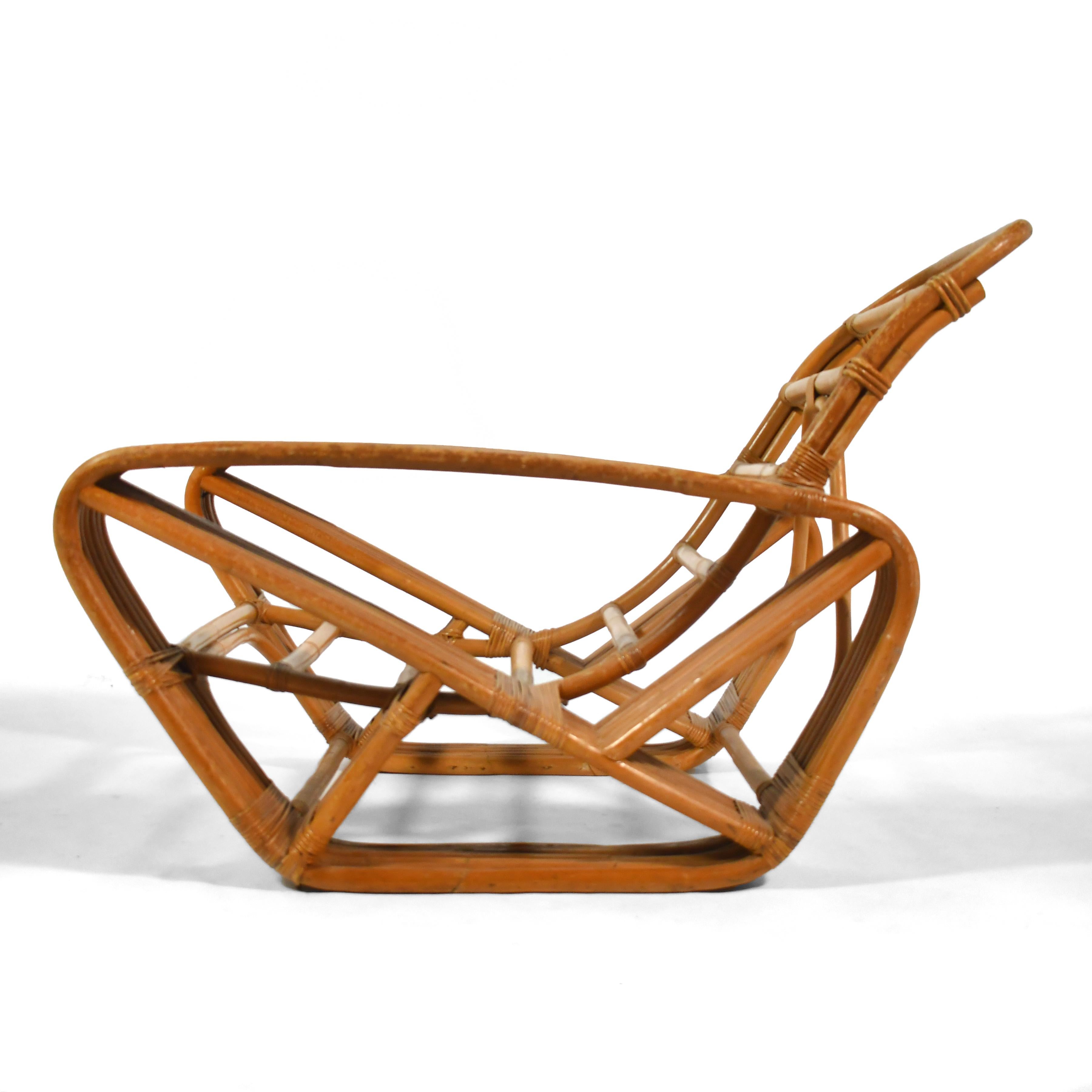 Chaise à accoudoirs en rotin à 6 bandes Paul Frankl Bon état - En vente à Highland, IN