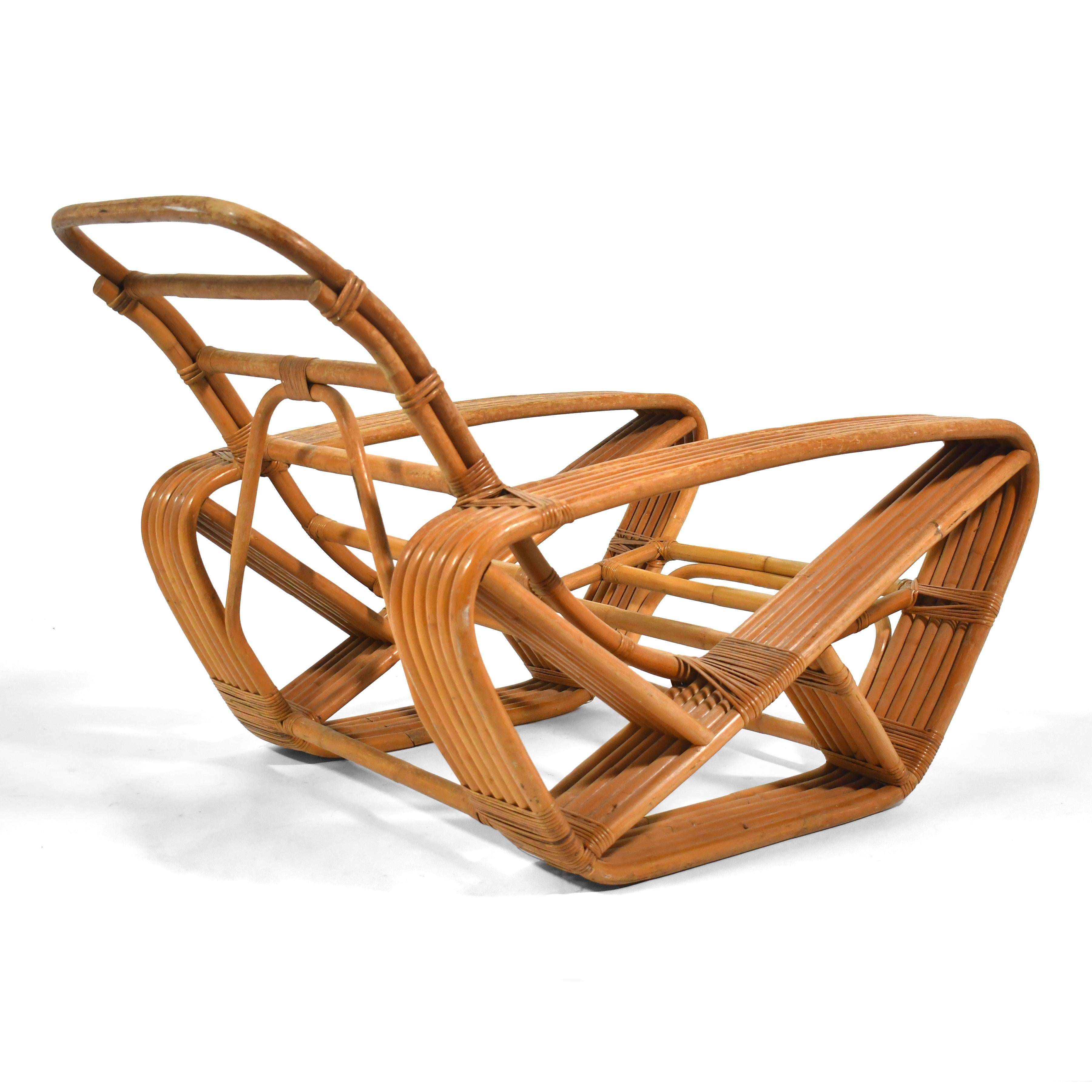 Canne Chaise à accoudoirs en rotin à 6 bandes Paul Frankl en vente