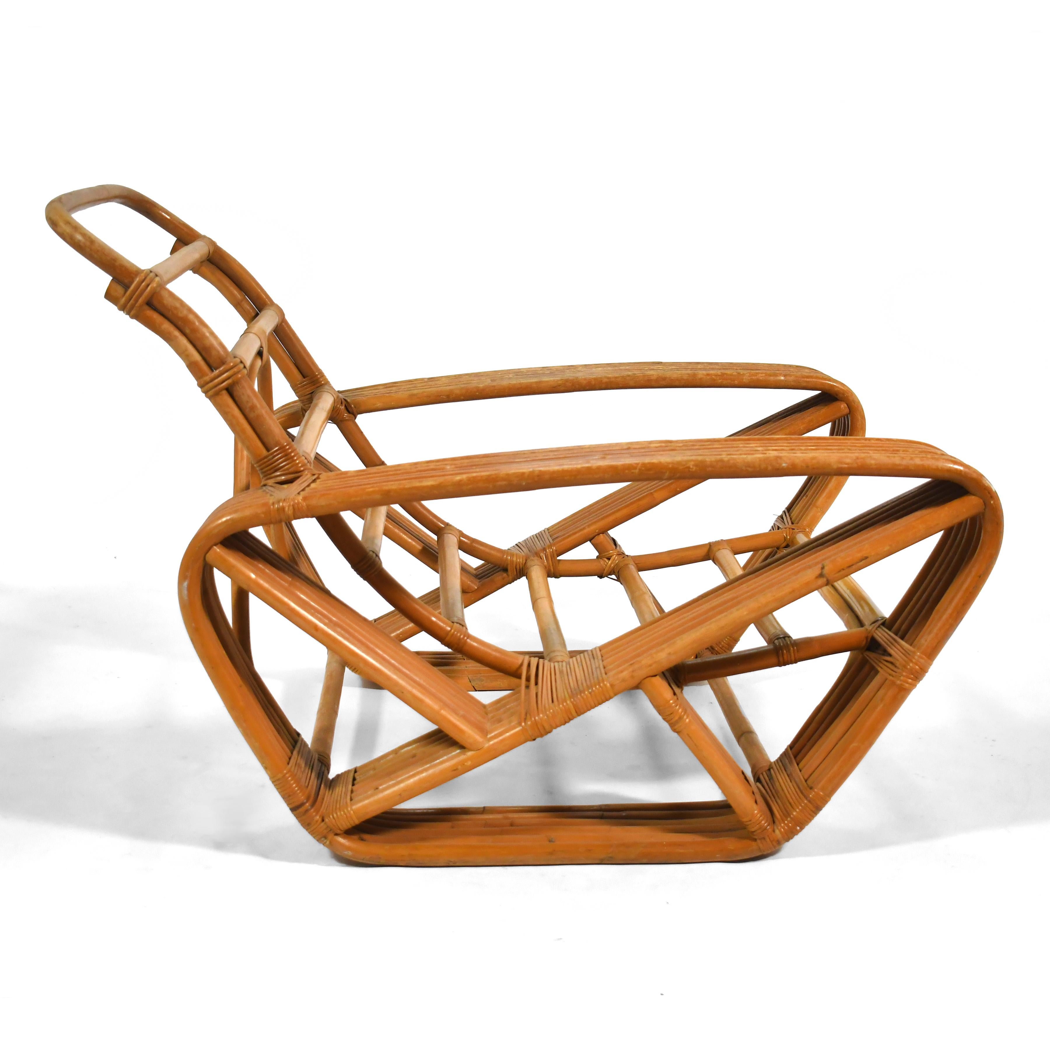 Chaise à accoudoirs en rotin à 6 bandes Paul Frankl en vente 1