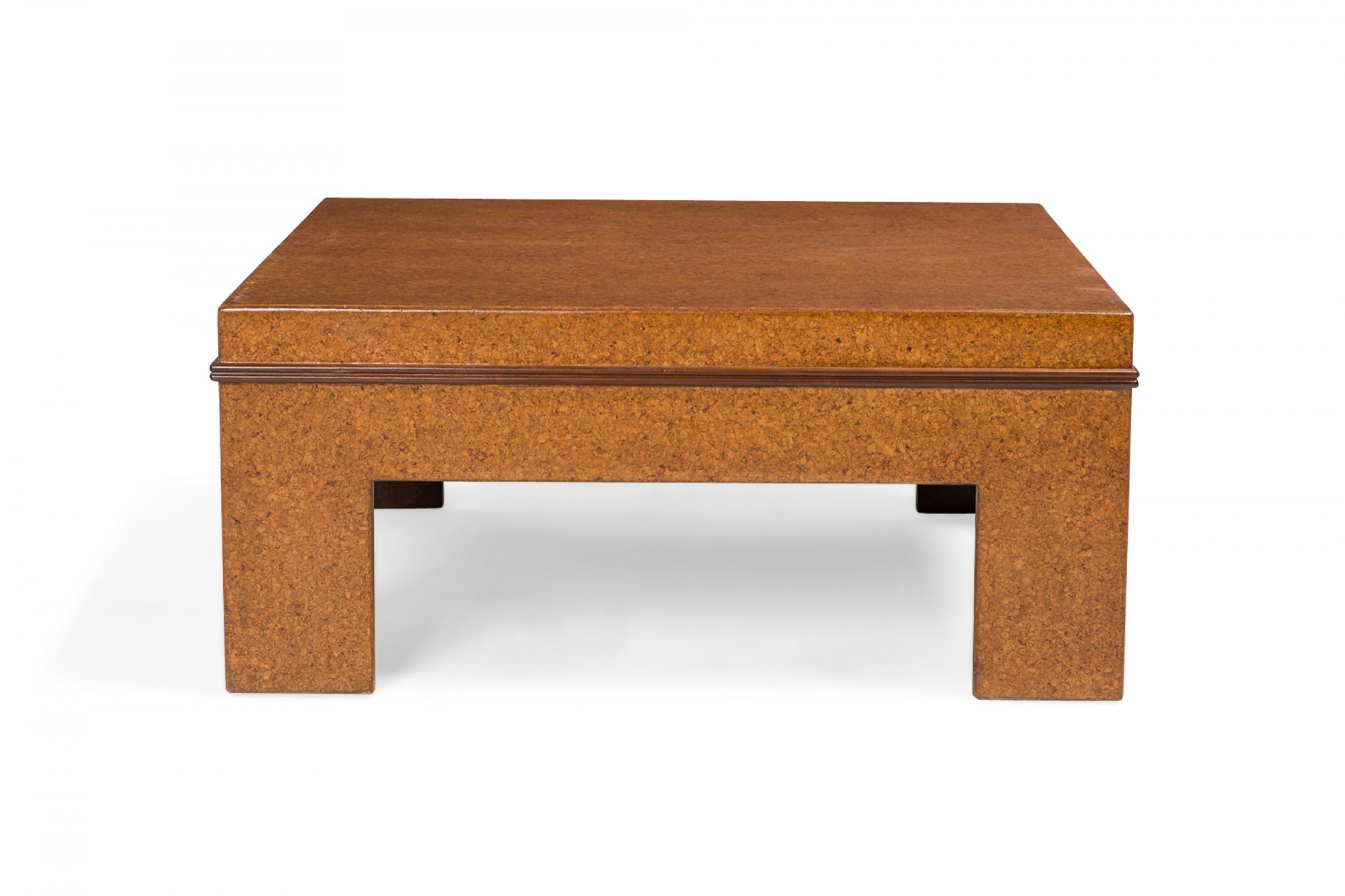 Mid-Century Modern Table basse carrée américaine du milieu du siècle dernier Paul Frankl à plateau en liège en vente