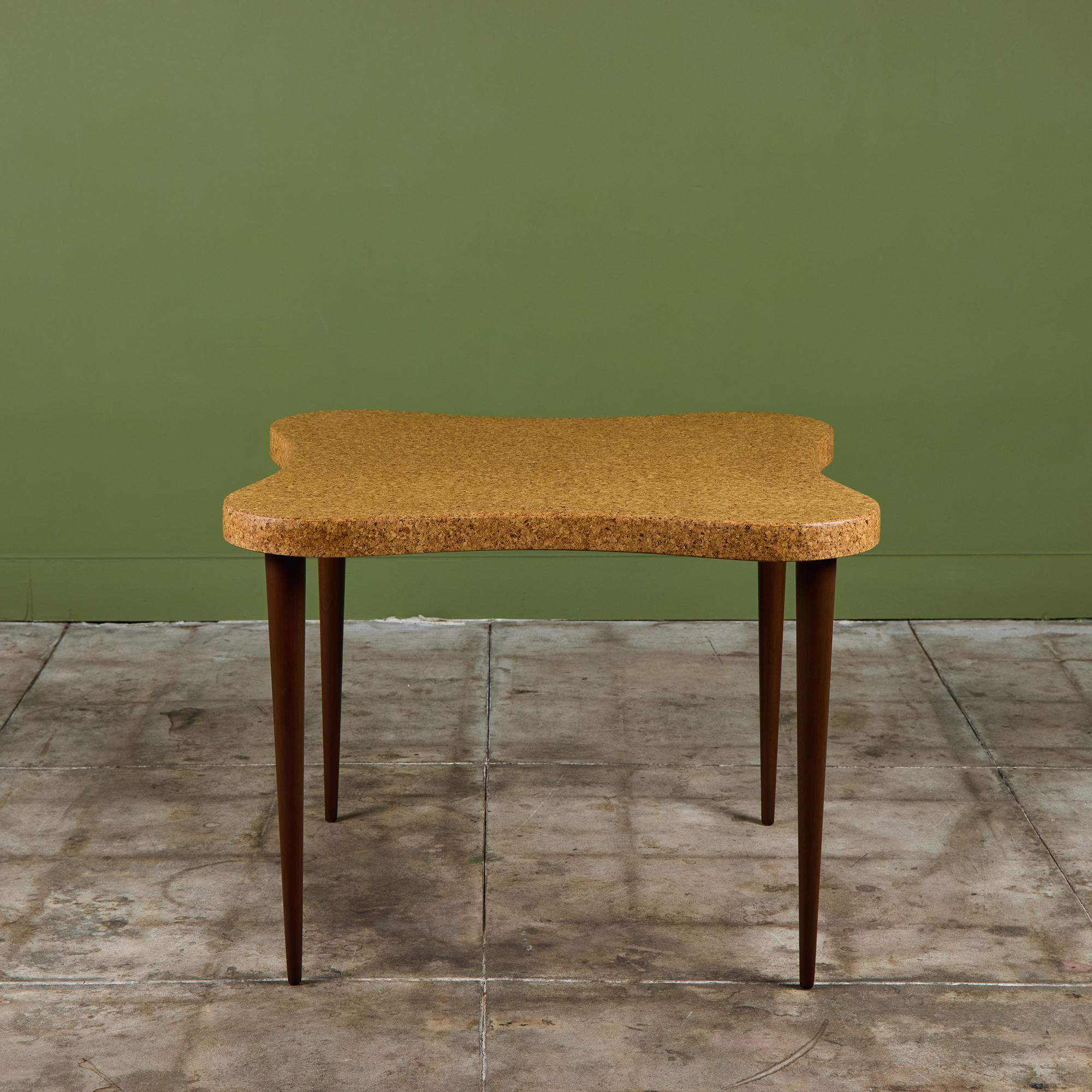Mid-Century moderno Paul Frankl Amoeba Cork Card Table per Johnson Furniture Co. in vendita