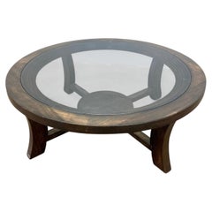 Paul Frankl Art Deco Stepped Coffee Table, Ebonized Finish and Custom-Cut Smoked