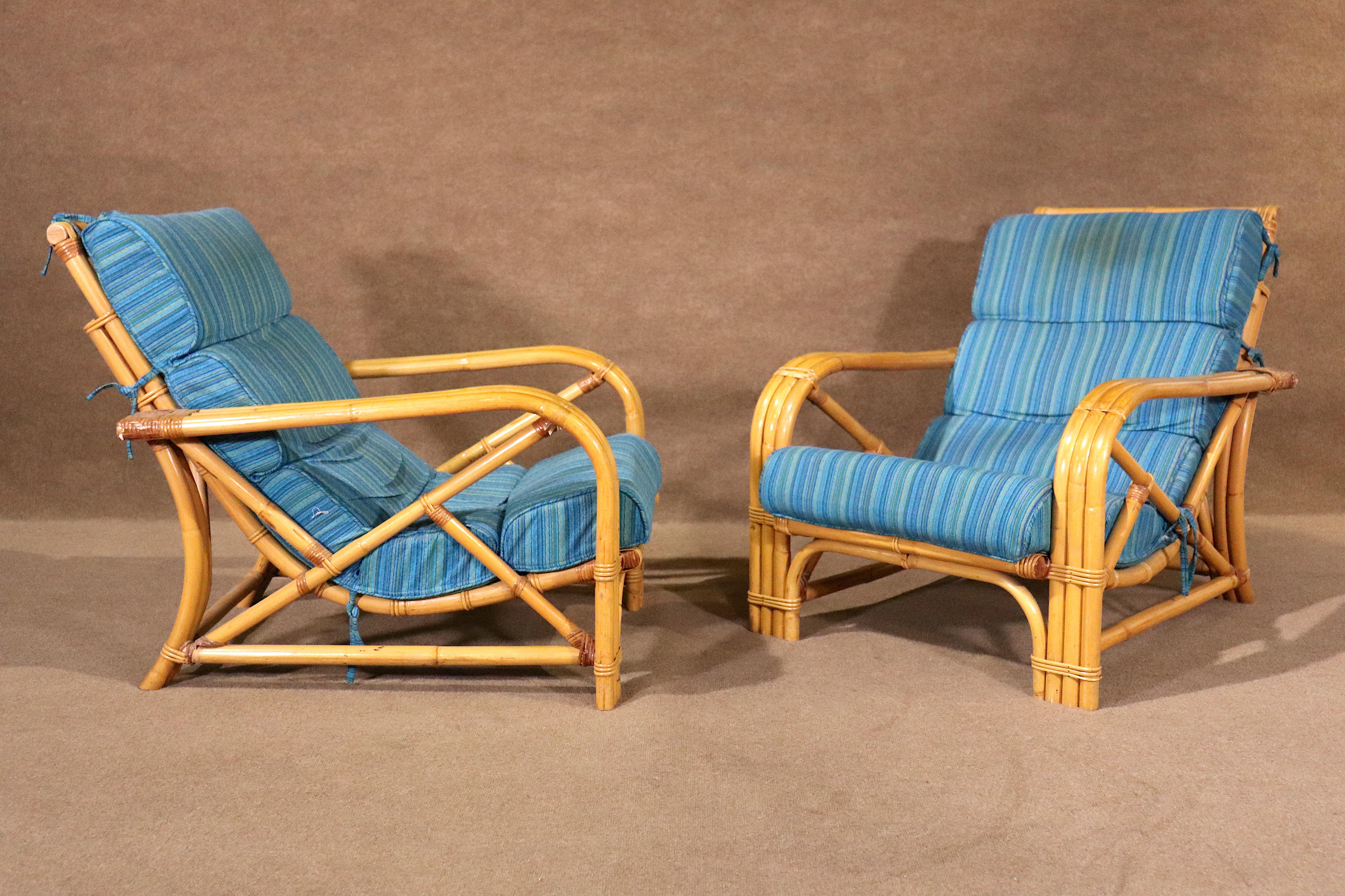 Mid-Century Modern Paul Frankl Bamboo Rattan Patio Chairs For Sale
