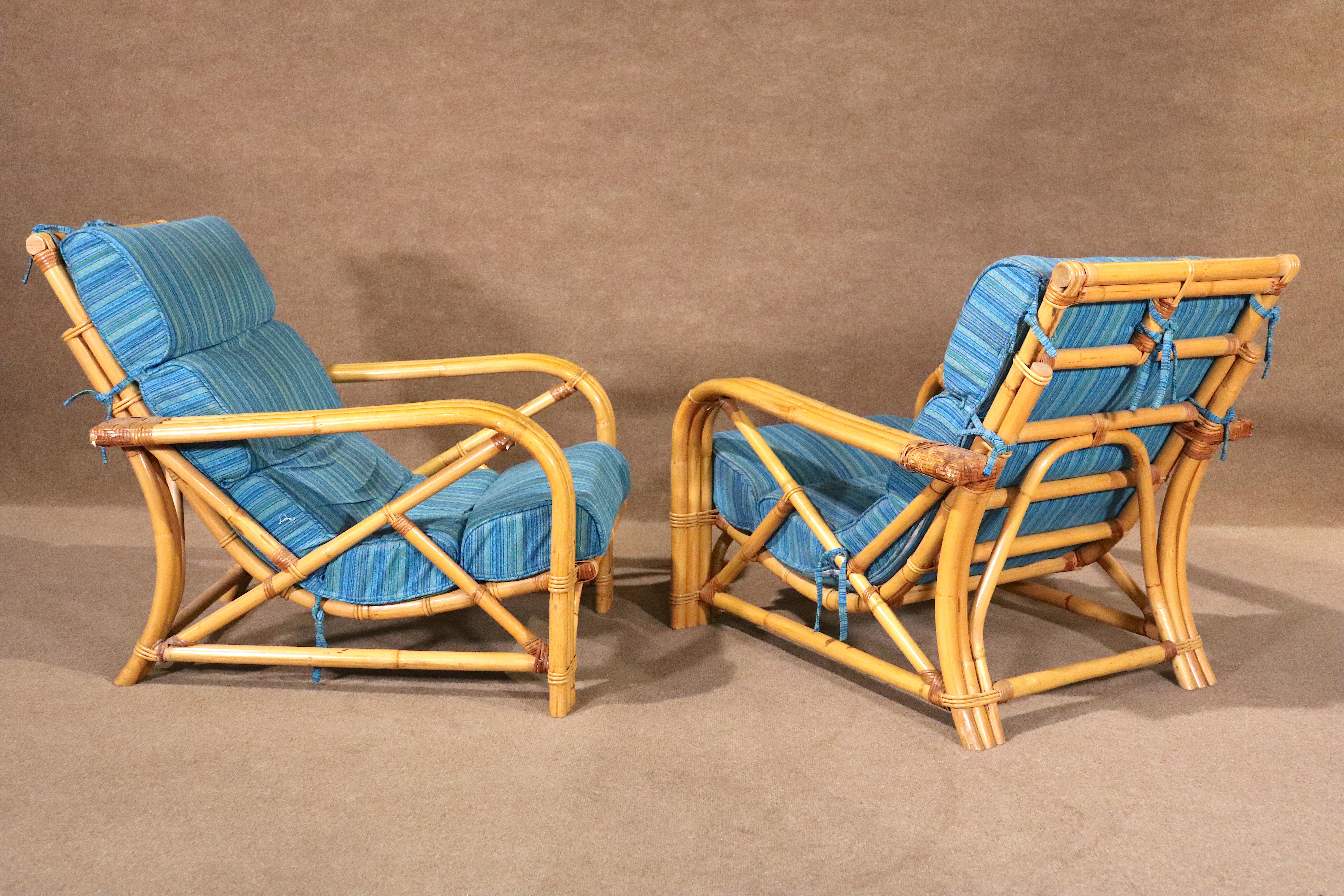 Paul Frankl Bamboo Rattan Patio Chairs In Good Condition For Sale In Brooklyn, NY