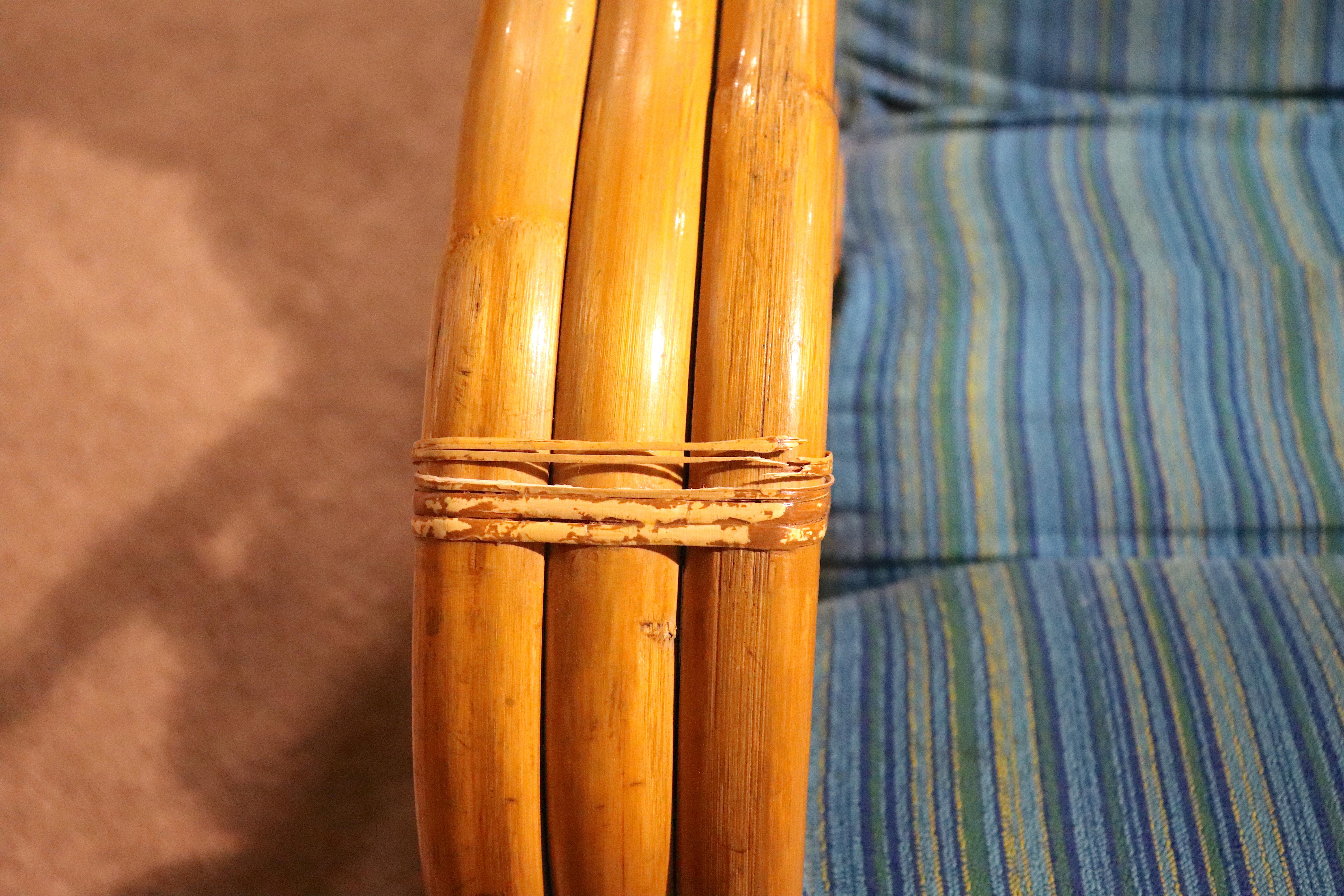 20th Century Paul Frankl Bamboo Rattan Patio Chairs For Sale