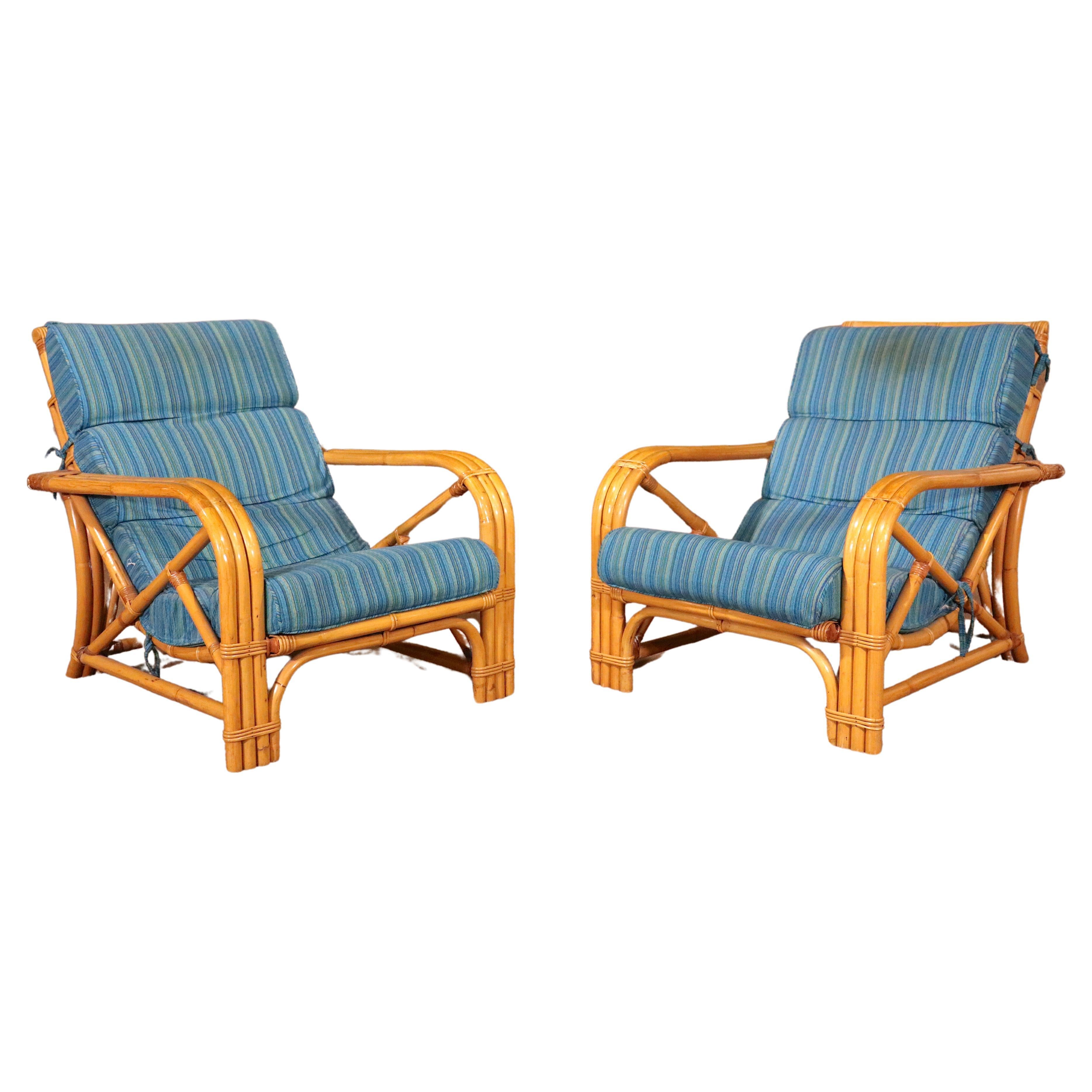 Paul Frankl Bamboo Rattan Patio Chairs For Sale