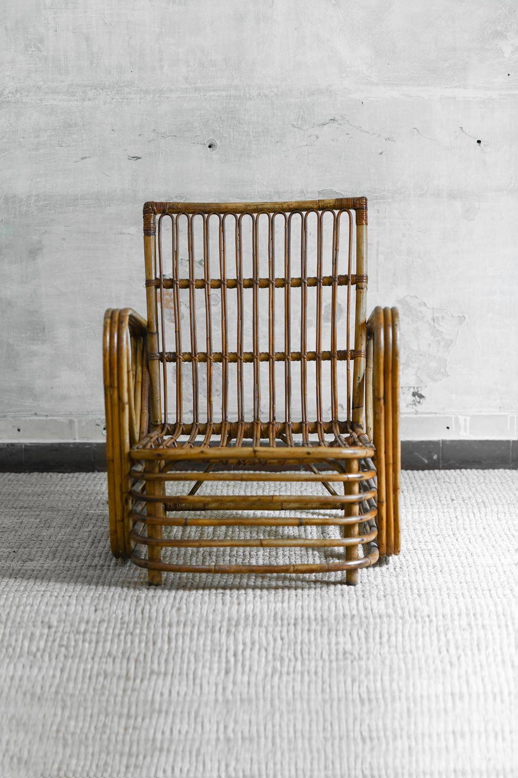 Paul Frankl sillón de bambú curvado, años 40 en Bueno estado para la venta en Roma, RM