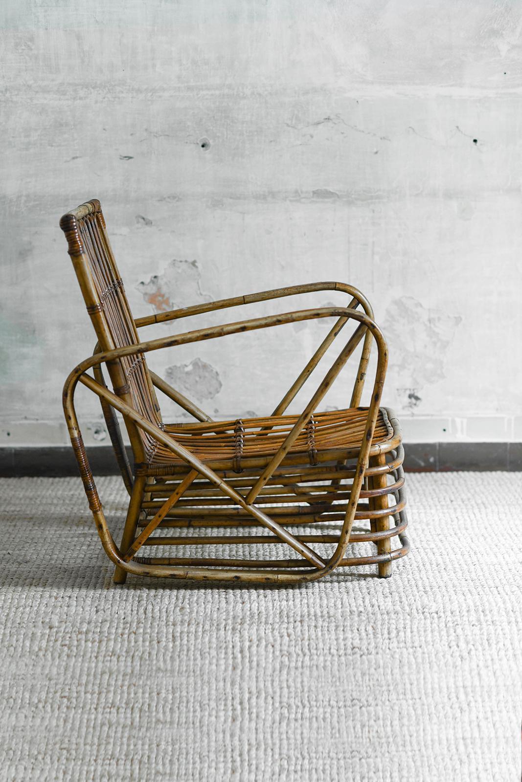 Paul Frankl sillón de bambú curvado, años 40 mediados del siglo XX en venta