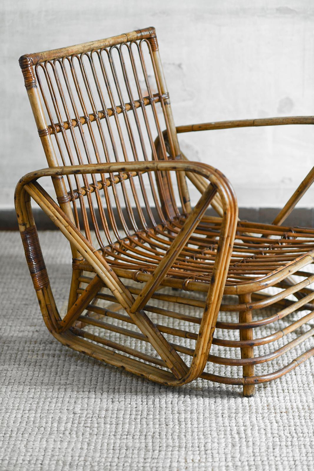 Paul Frankl sillón de bambú curvado, años 40 Bambú en venta