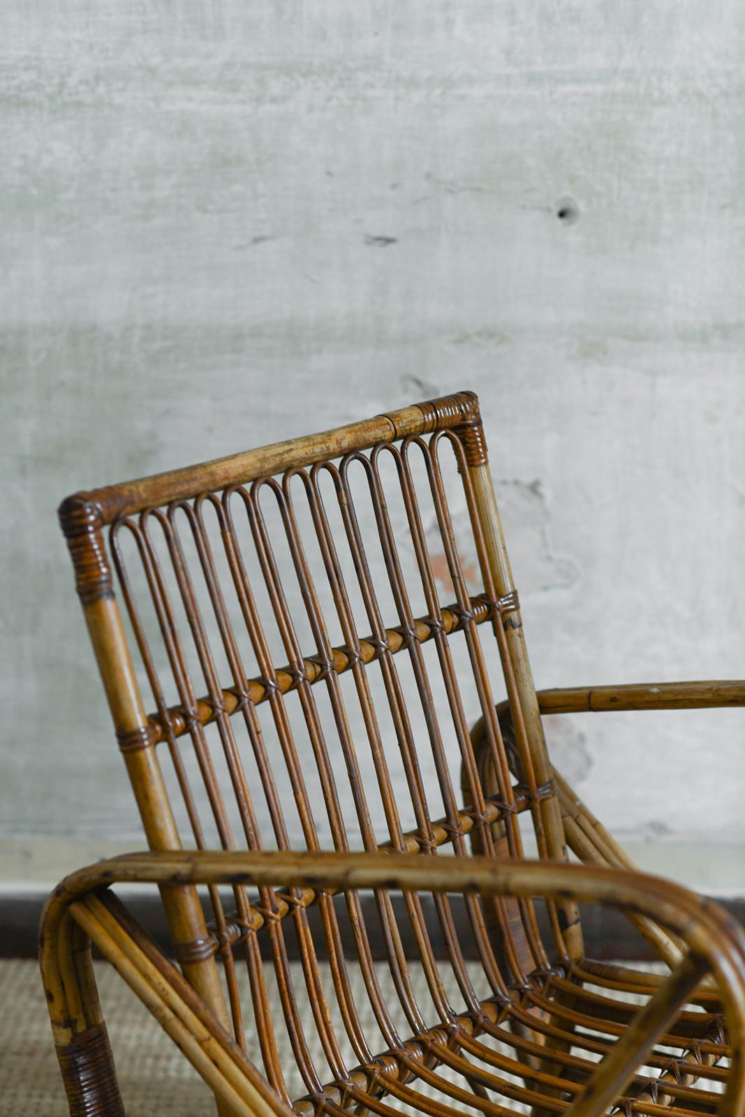 Paul Frankl sillón de bambú curvado, años 40 en venta 1