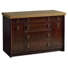 Paul Frankl, Cabinet, Mahogany, Brass, Cork, USA, 1940s