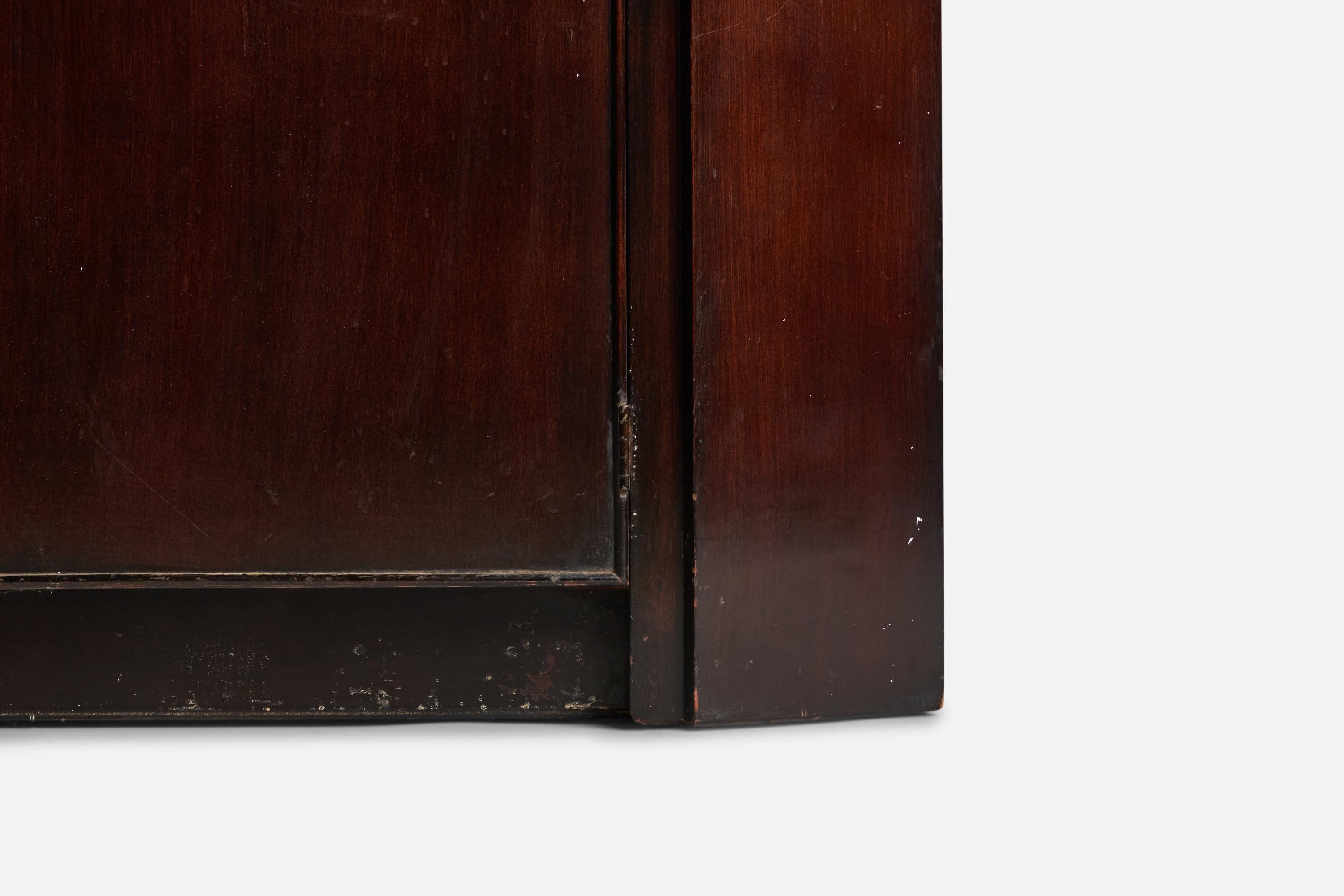 Mid-20th Century Paul Frankl, Cabinet, Mahogany, Cork, Brass, USA, 1950s For Sale