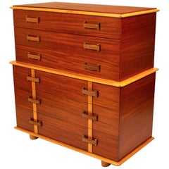 Paul Frankl Chest of Drawers 'Station Wagon Series' in Mahogany Maple & Leather