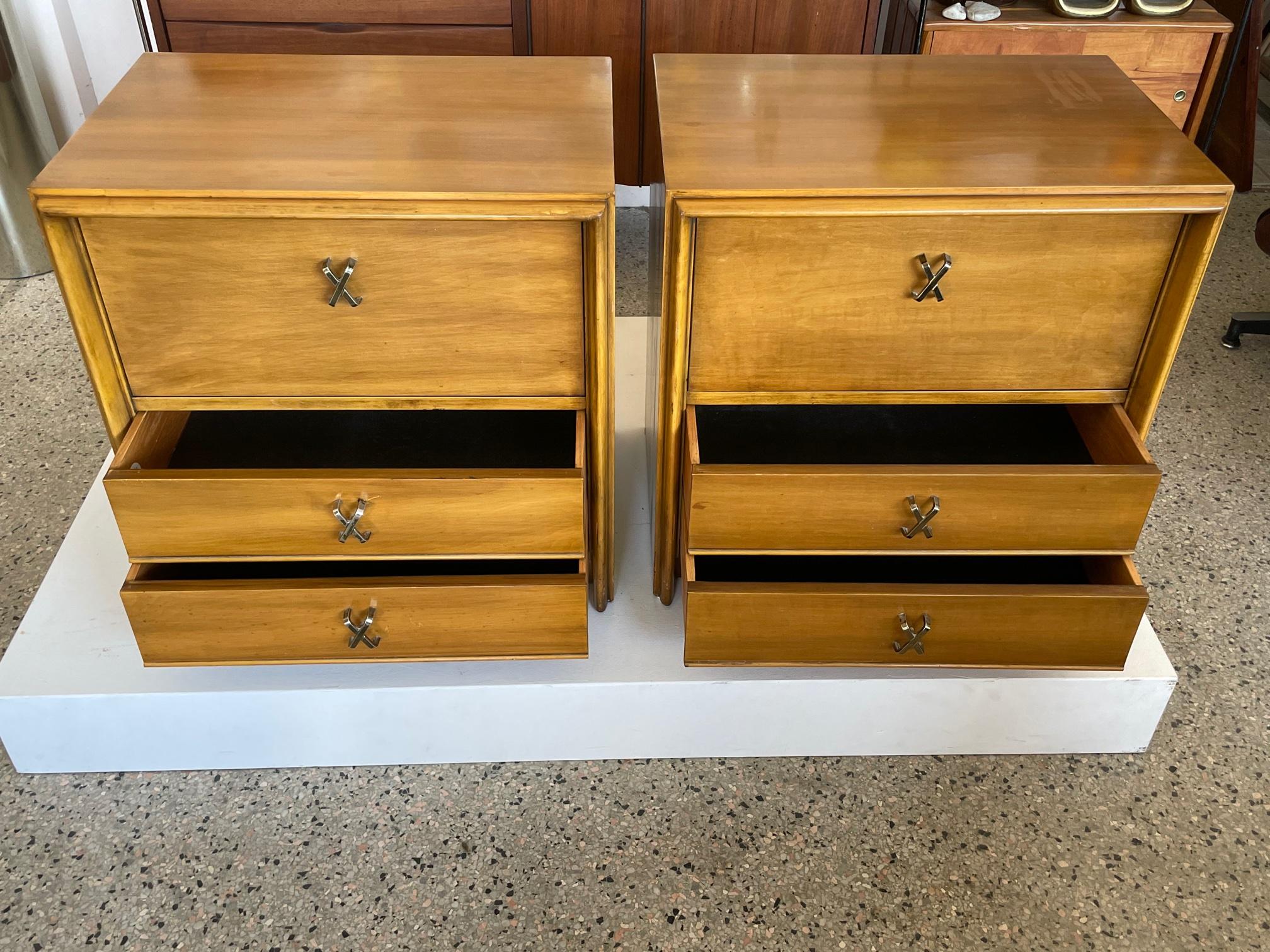 Mid-Century Modern Paul Frankl Classic Nightstands with X Handles