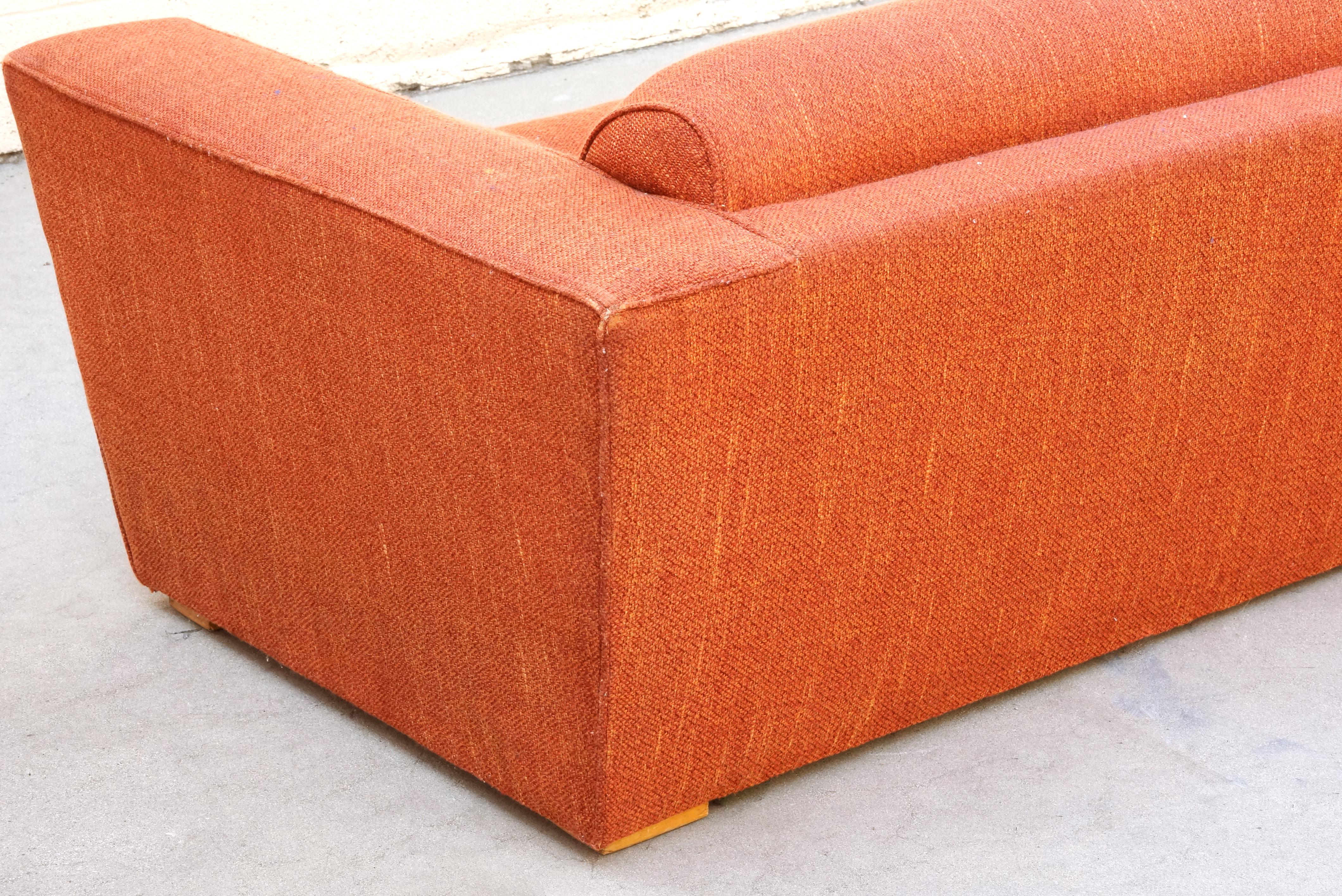Paul Frankl Club Sofa, Original 1940s In Fair Condition For Sale In Alhambra, CA