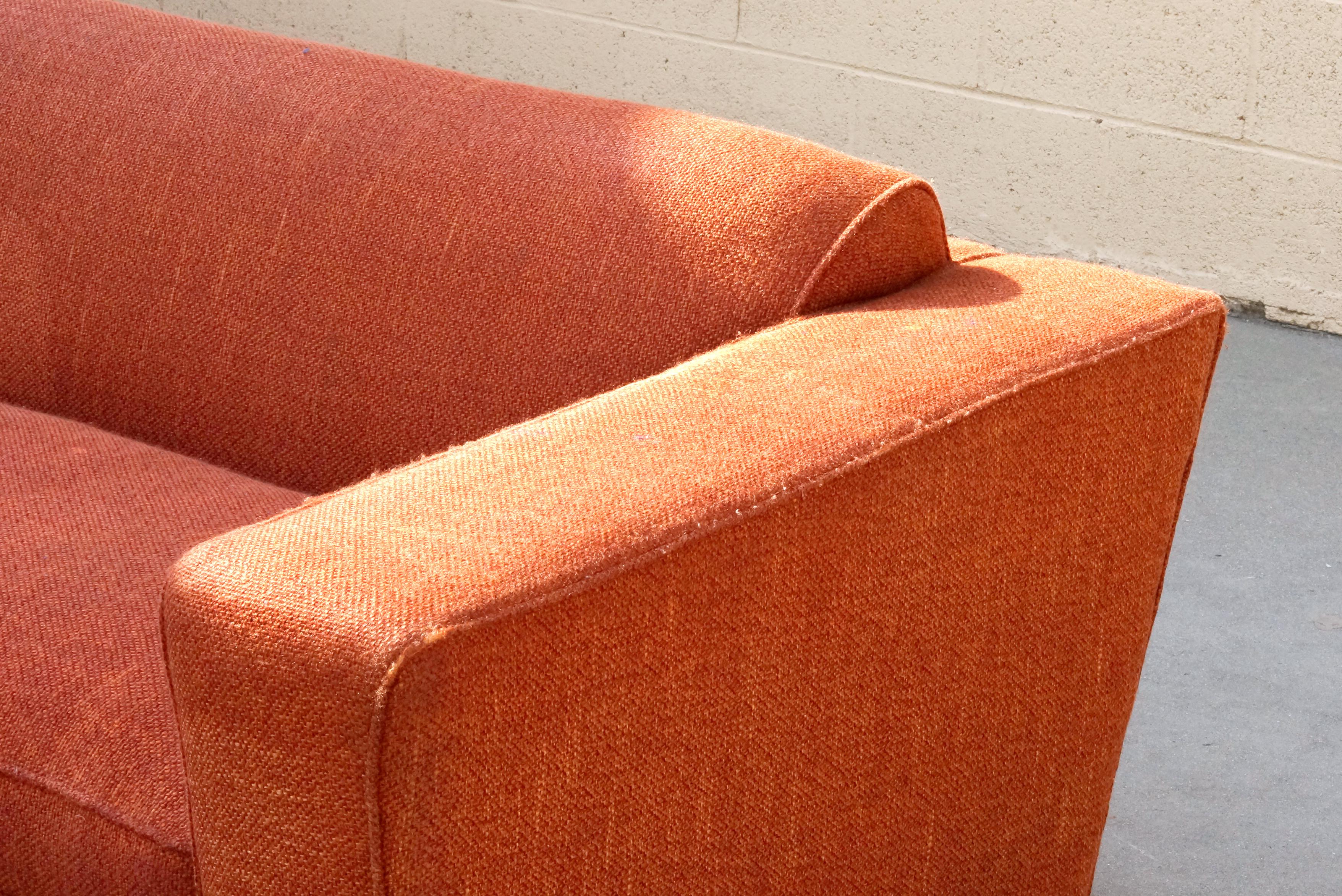Upholstery Paul Frankl Club Sofa, Original 1940s For Sale
