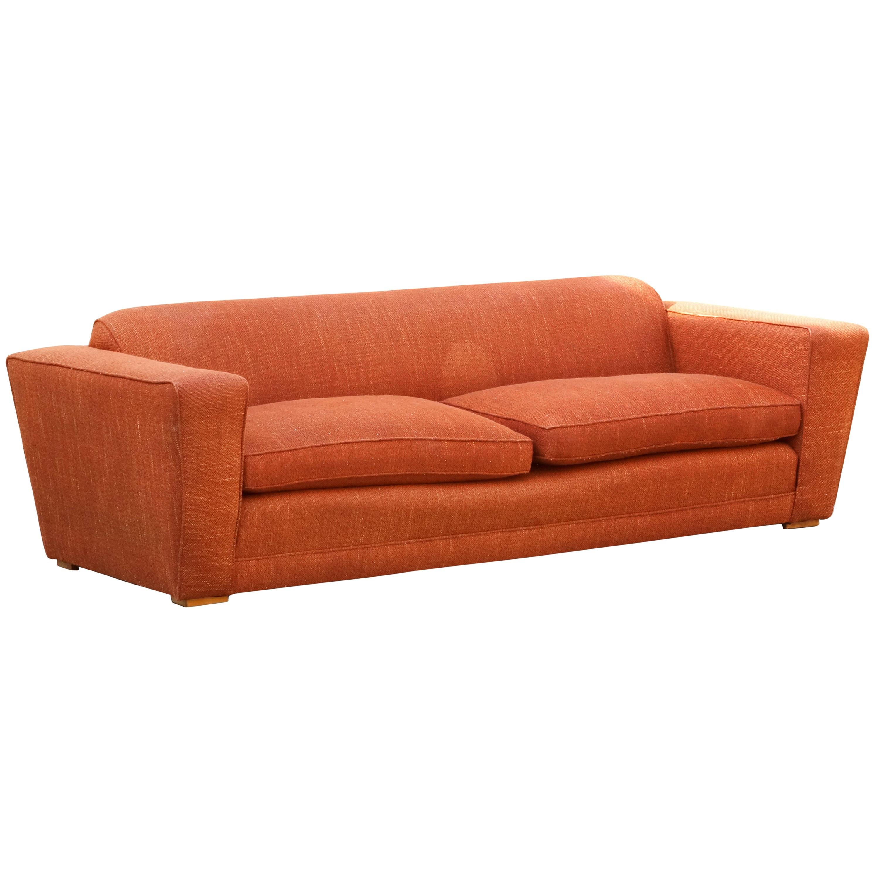 Paul Frankl Club Sofa, Original 1940s For Sale