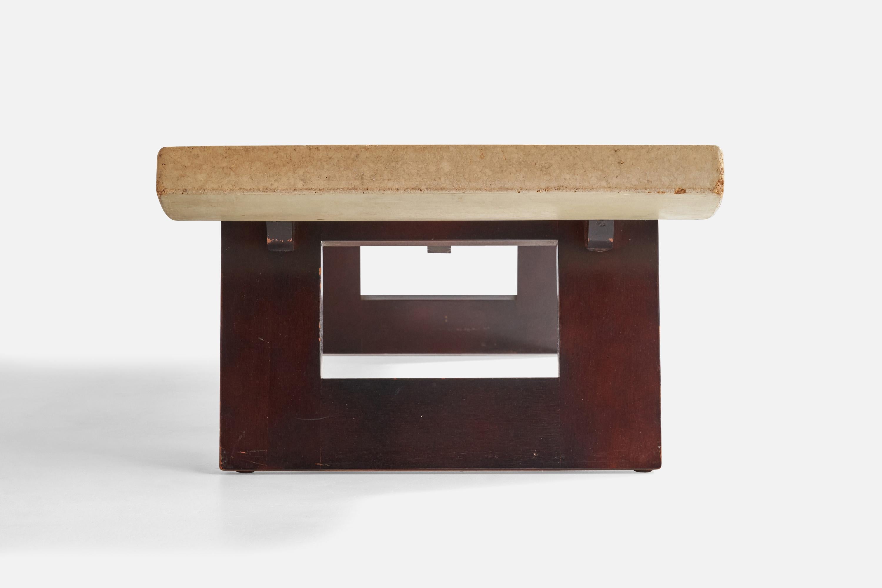 Paul Frankl, Coffee Table, Cork, Mahogany, USA, 1950s For Sale 1