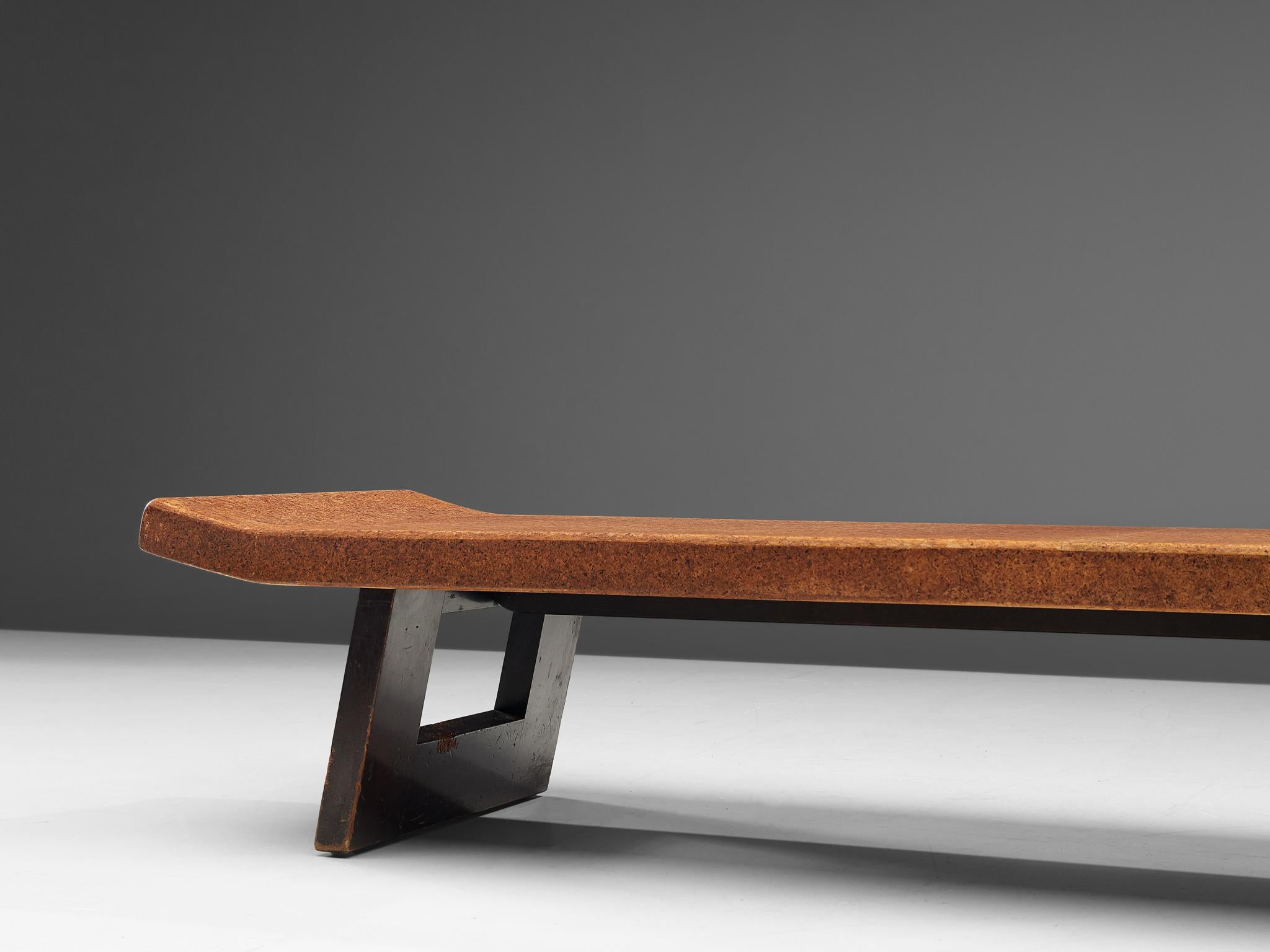 Mid-Century Modern Paul Frankl Coffee Table in Cork and Mahogany, circa 1950