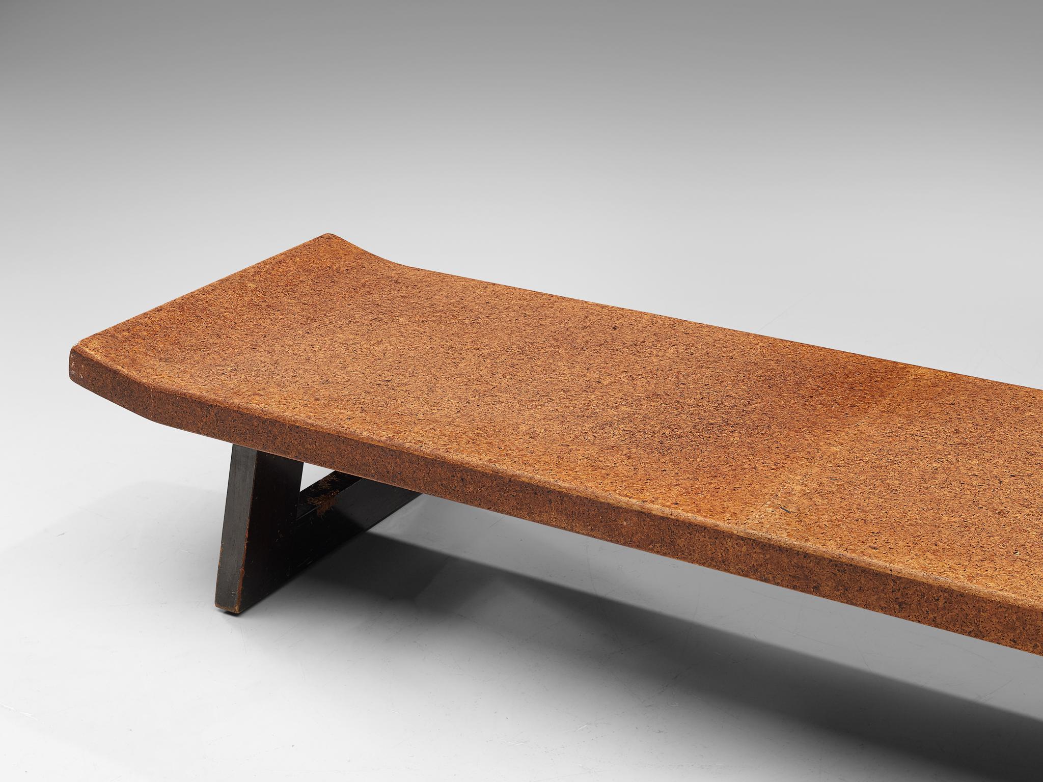 American Paul Frankl Coffee Table in Cork and Mahogany, circa 1950