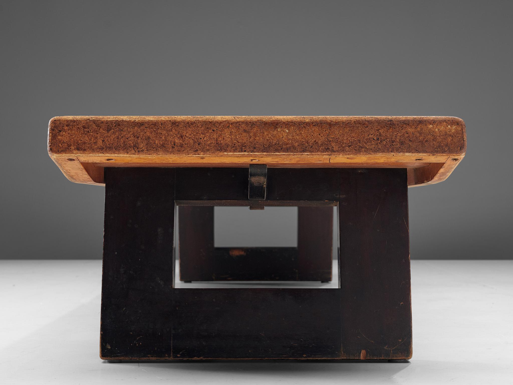 Paul Frankl Coffee Table in Cork and Mahogany, circa 1950 2
